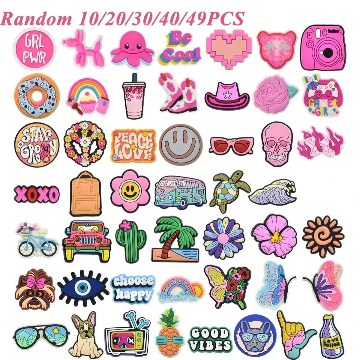 10/20/30/40/49pcs/Set Summer Beach Party Shoe Decorations, Suitable For Shoe DIY,PVC Shoe Decor, Great Gift For Teens, Men, Women And Adults